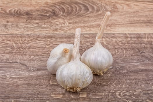 White garlic on a wooden background