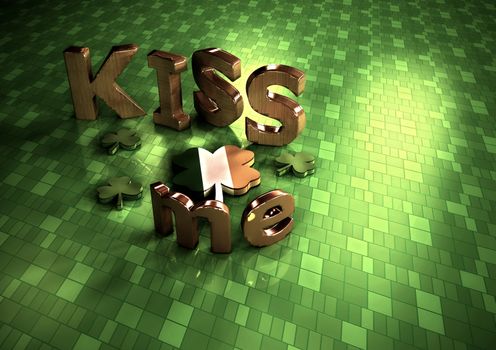 Kiss me words and clover.  Happy St. Patrick's Day. 