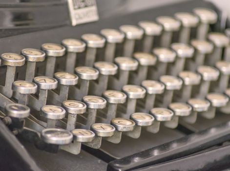 Close up of an old typewriter's keys