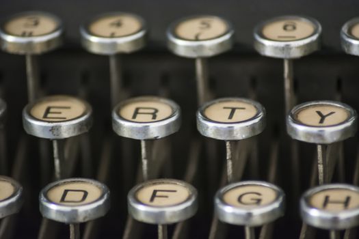 Close up of an old typewriter's keys