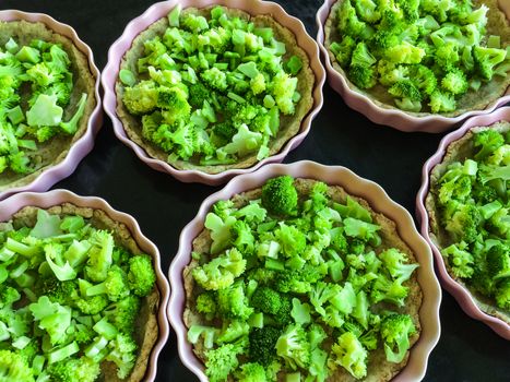 Broccoli pies preparation. Vegetarian cuisine.