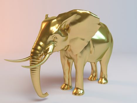 Golden 3D animal elephant inside a stage with high render quality to be used as a logo, medal, symbol, shape, emblem, icon, business, geometric, label or any other use