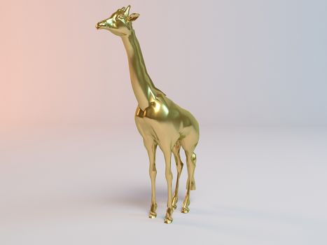 Golden 3D animal giraffe inside a stage with high render quality to be used as a logo, medal, symbol, shape, emblem, icon, business, geometric, label or any other use