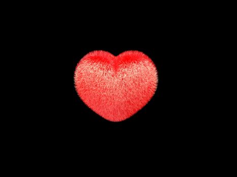 3d Hairy valentine  hearts on a black background