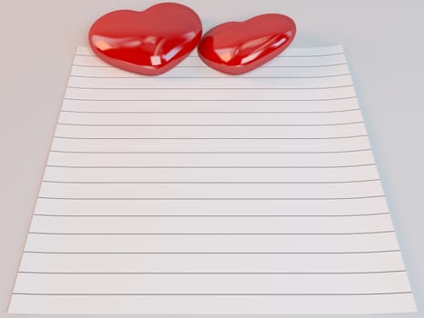 lined Love letter icon with 3d hearts Illustration in a white stage