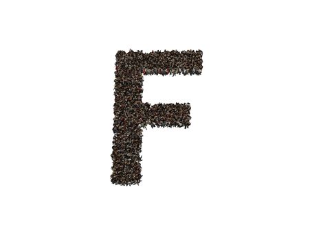 3d characters forming the letter F isolated on a white background seen from above