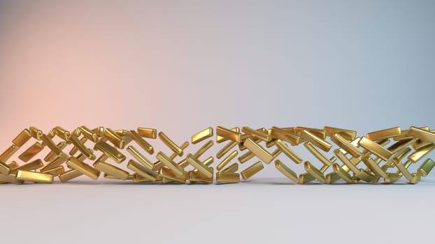 Golden Abstract Background created from spiral cubes along spline