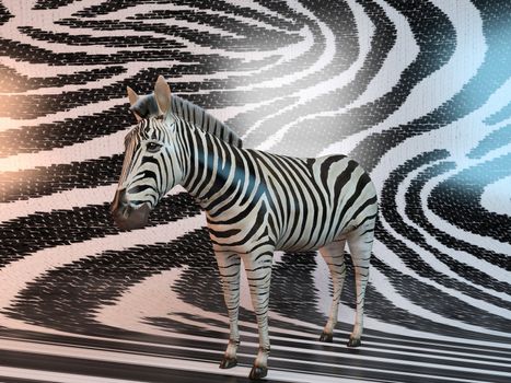 Zebra with same texture background pattern