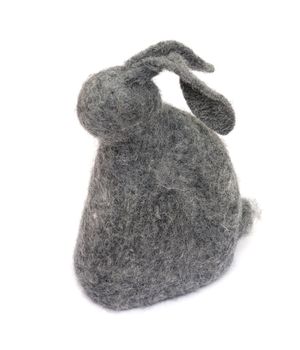 Woolen handmade toy bunny. Felted wool toy.