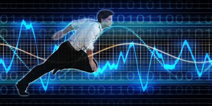 Successful Business with Caucasian Man and Graph Background