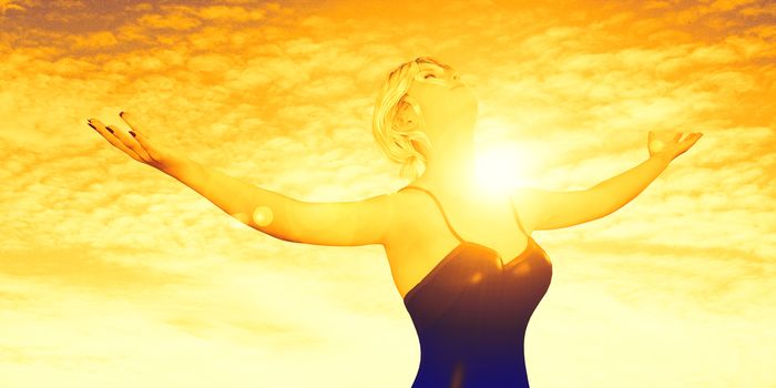 Free Happy Woman Enjoying Nature and Freedom as Concept