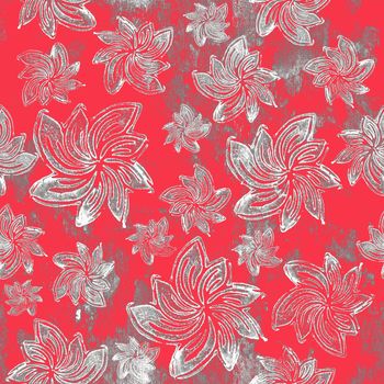 Seamless abstraction background. Flowers - Hand Block Prints