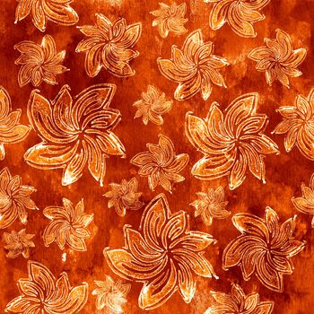 Seamless abstraction background. Flowers - Hand Block Prints