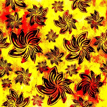 Seamless abstraction background. Flowers - Hand Block Prints