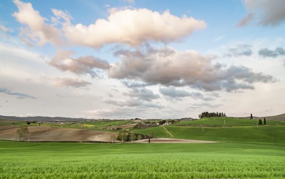 view of the sky and the landscape in Tuscany, Italy