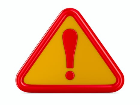 Attention. traffic sign on white background. Isolated 3D image