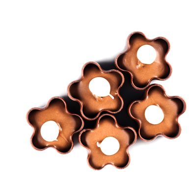 chocolate candy form of flowers on a white background
