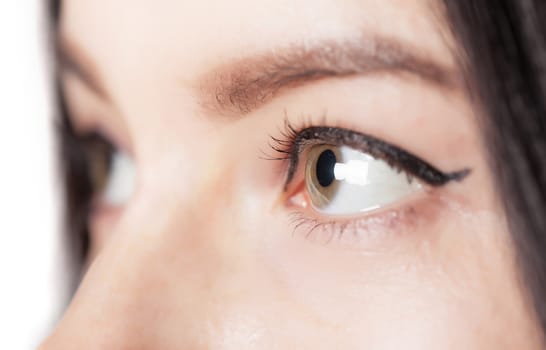 young woman in the makeup eyes closeup