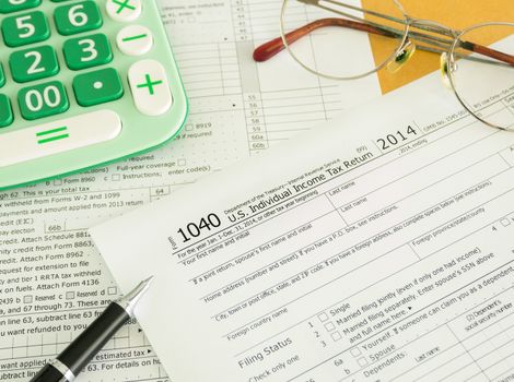 individual income tax return form on desk