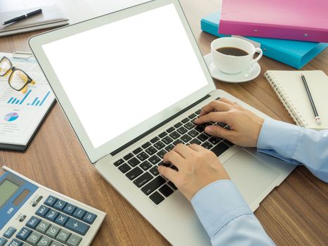 A man data analysis for marketing strategy. free space for text.