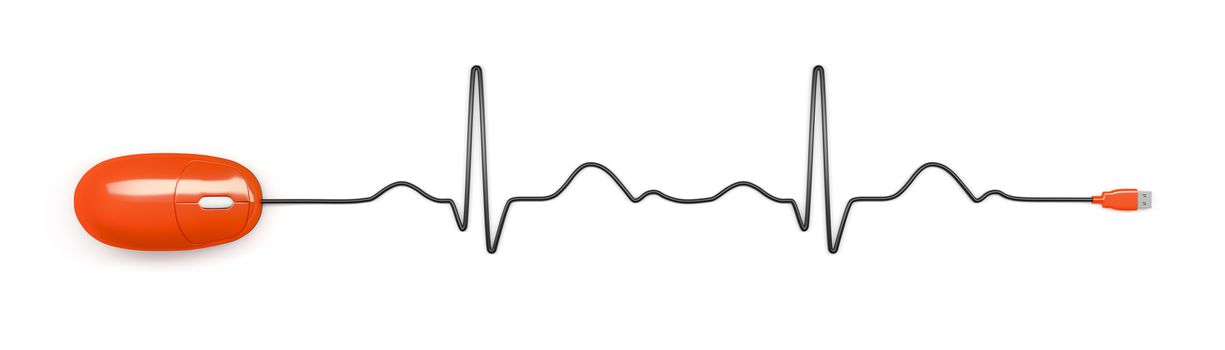 An image of an electrocardiogram with a computer mouse