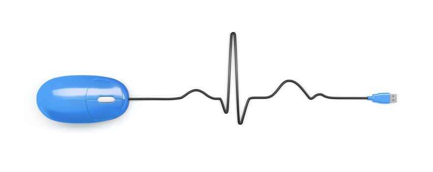 An image of an electrocardiogram with a computer mouse