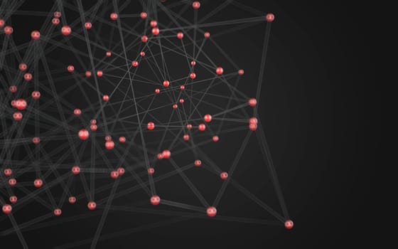 Abstract polygonal space low poly dark background with connecting dots and lines. Connection structure.