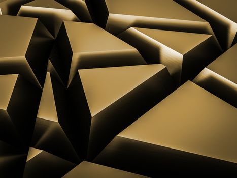 Abstract random cut shape metallic background Gold color