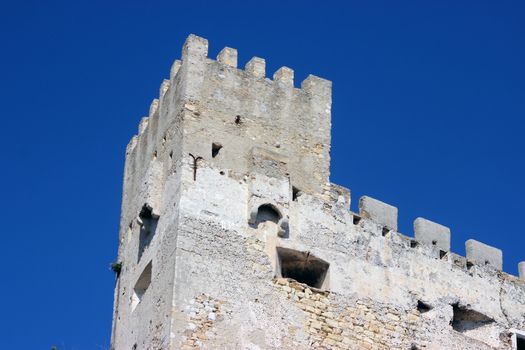 Castle Wall with Blue Sky Background in Roquebrune-Cap-Martin