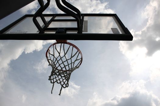 Basketball hoop in the high school