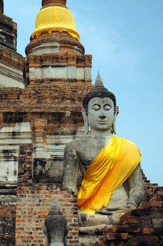 Buddha of temple in Thailand archaeological site.