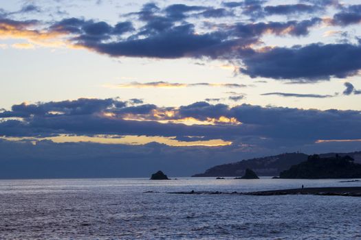 Playa De La Caletilla at sunset, Almunecar, Andalusia, Spain