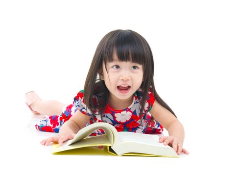 Asian girl reading a book