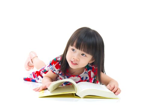 Asian girl reading a book