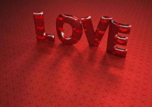 Dimensional inscription of LOVE from color letters