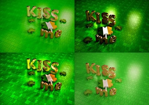 Set of pictures dimensional inscription of Happy St. Patrick's Day.