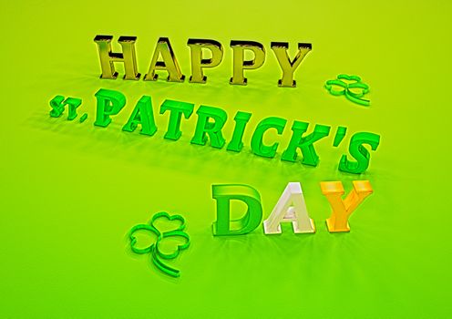 Happy St. Patrick's Day and clover on background.