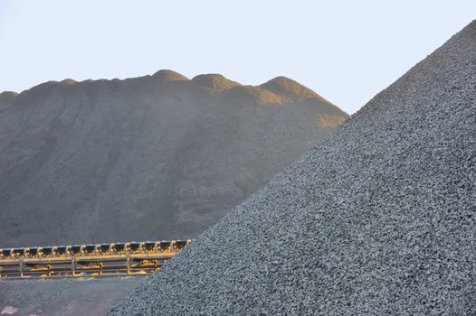 Coal yard with supply in heaps for industrial use