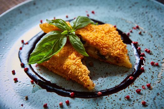 Krokiety - Polish style croquettes filled with beef served with basil