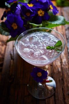 pink cocktails with fresh mint with flowers