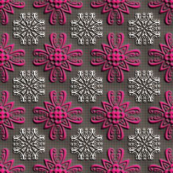 Plastic background tiles with embossed abstract ornament