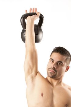 Fitness sport bodybuilder athlete gym man white background