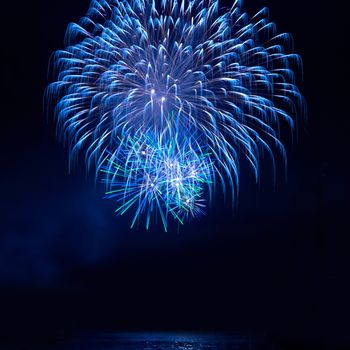 Colorful fireworks on the black sky background