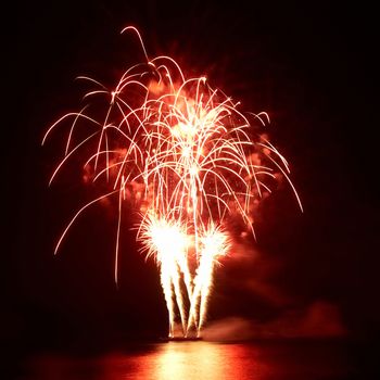 Colorful fireworks on the black sky background