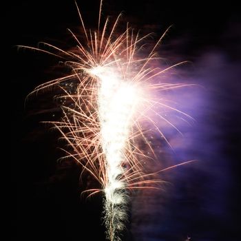 Colorful fireworks on the black sky background