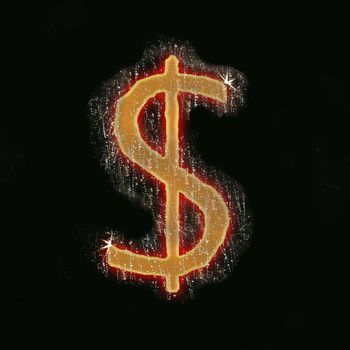 Dollar sign, symbol isolated on the black background