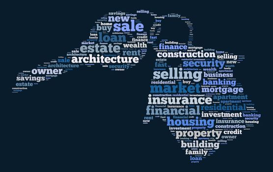 Insurance word cloud concept on key and house shape
