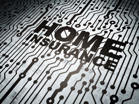 Insurance concept: circuit board with  word Home Insurance, 3d render