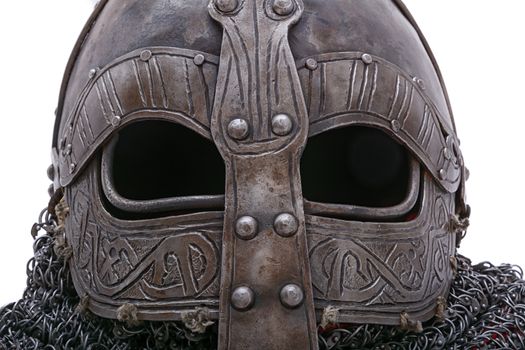 Viking helmet visor with black eyes.