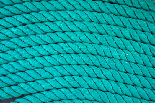 Thick rope on a wooden sailing ship floor